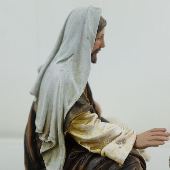 Jesus As The Good Shepherd With Two Sheep At His Feet - Picture 9 of 15